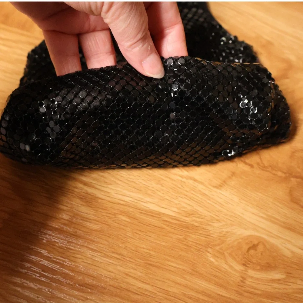 Connie Chainmail Metal Mesh Hobo Bag Vintage Y2K Womens Black Glam Evening Disco